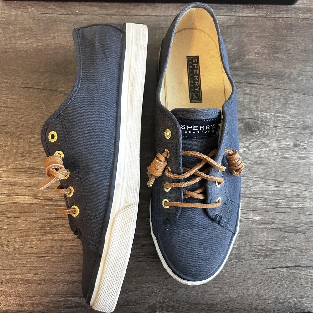 Sperry Top-Sider Shoes‎ Womens Size 8.5 Canvas Lace Up Boat Casual STS90550